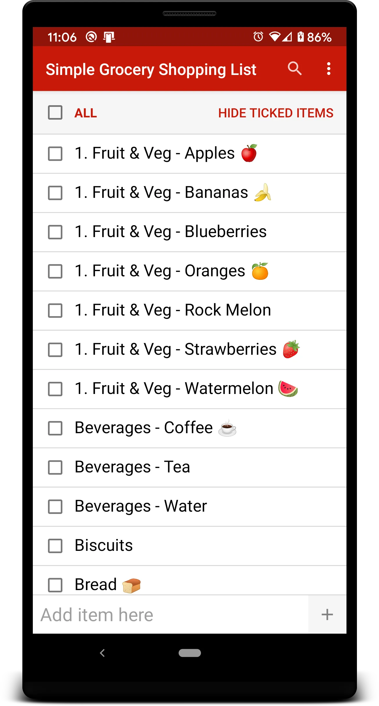 Simple Grocery Shopping List | Indus Appstore | Screenshot