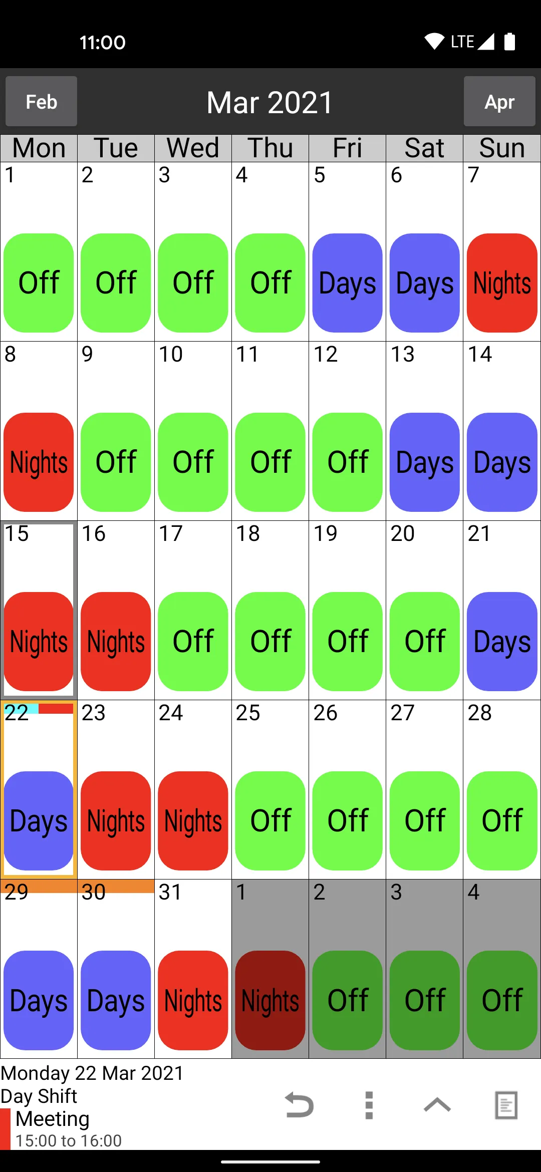 Shift Work Calendar | Indus Appstore | Screenshot