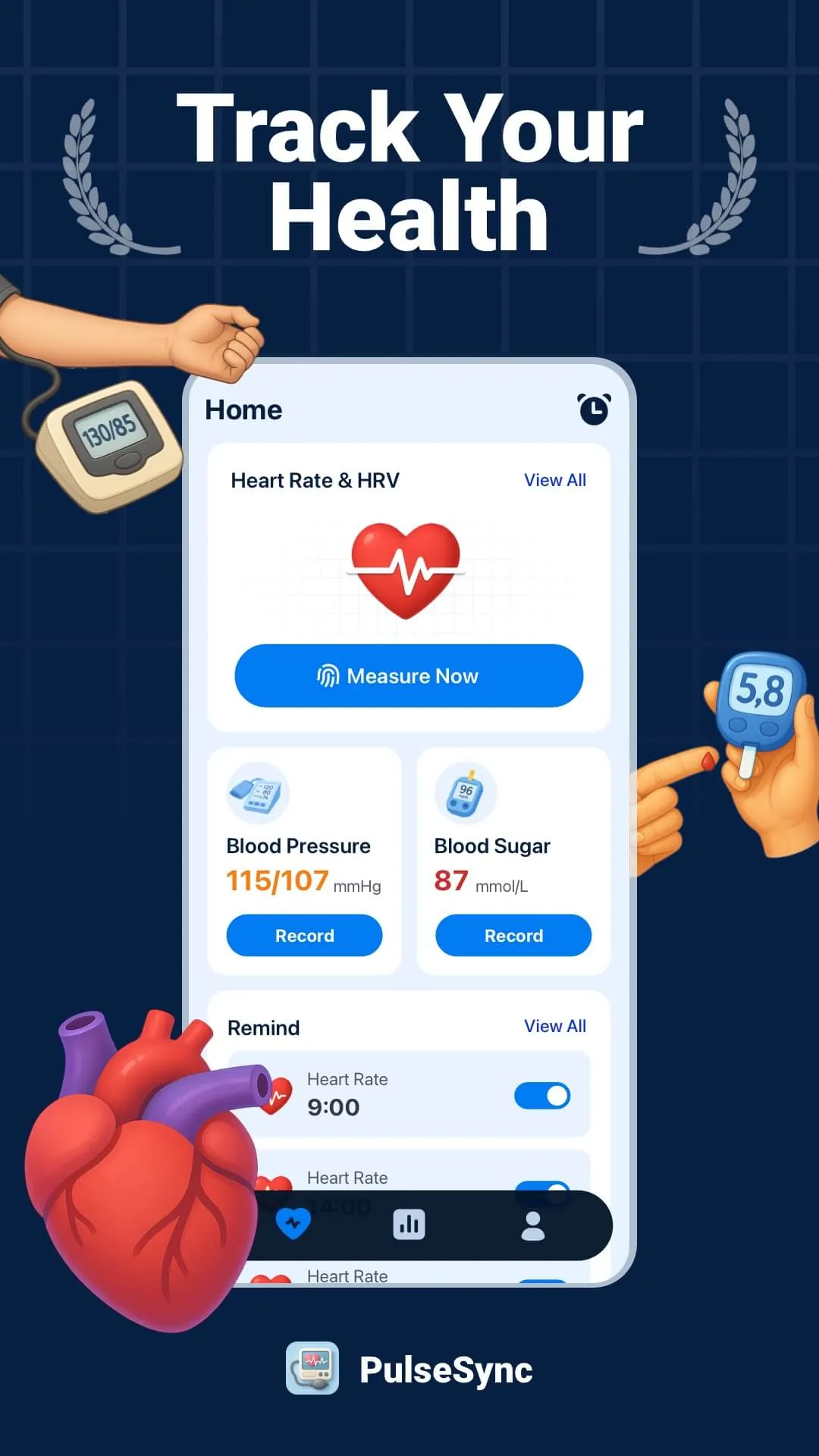 Blood Sugar&Pressure: iCardio | Indus Appstore | Screenshot