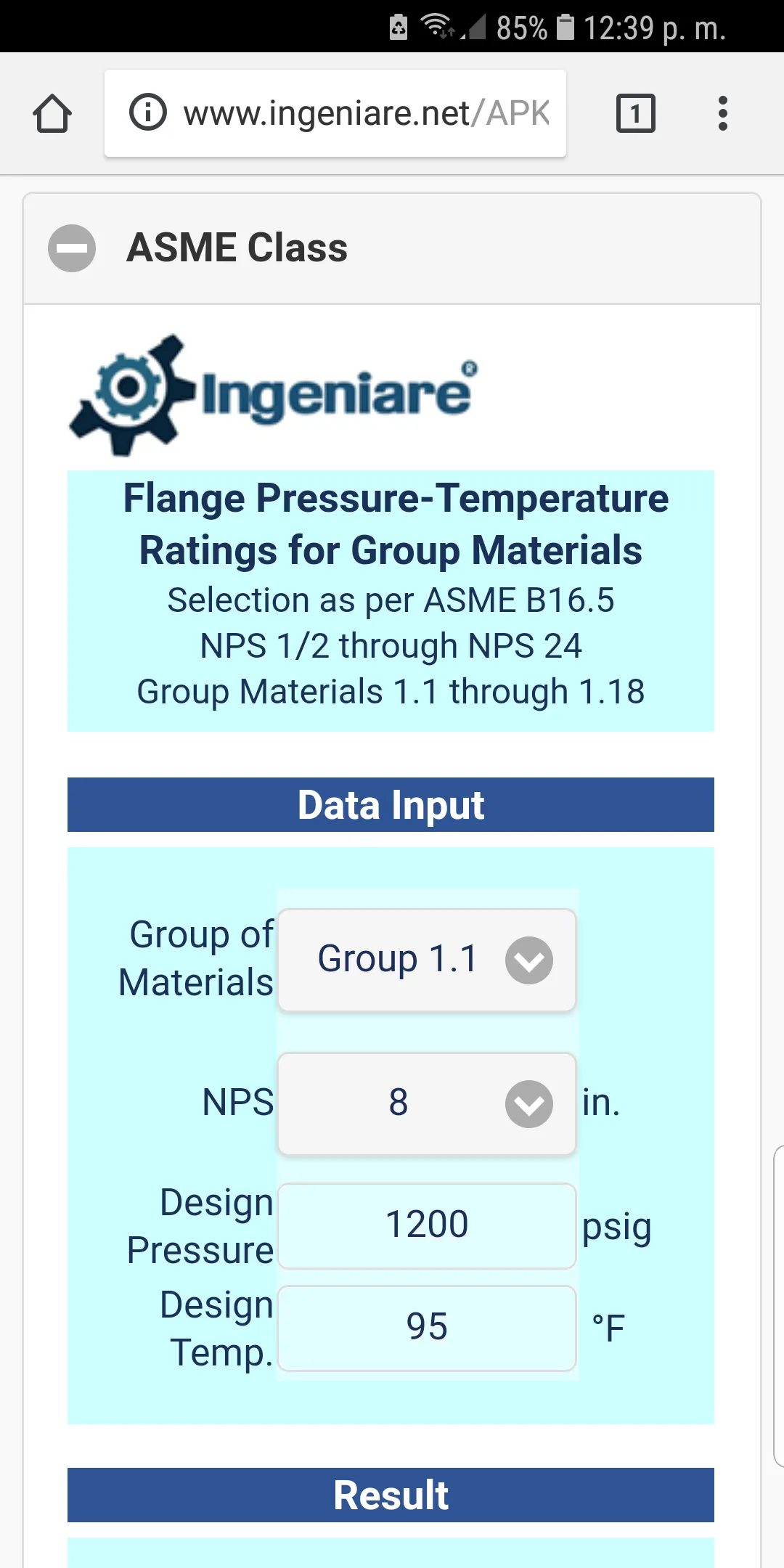 ASME B16.5 Group 1.1 to 1.18 U | Indus Appstore | Screenshot