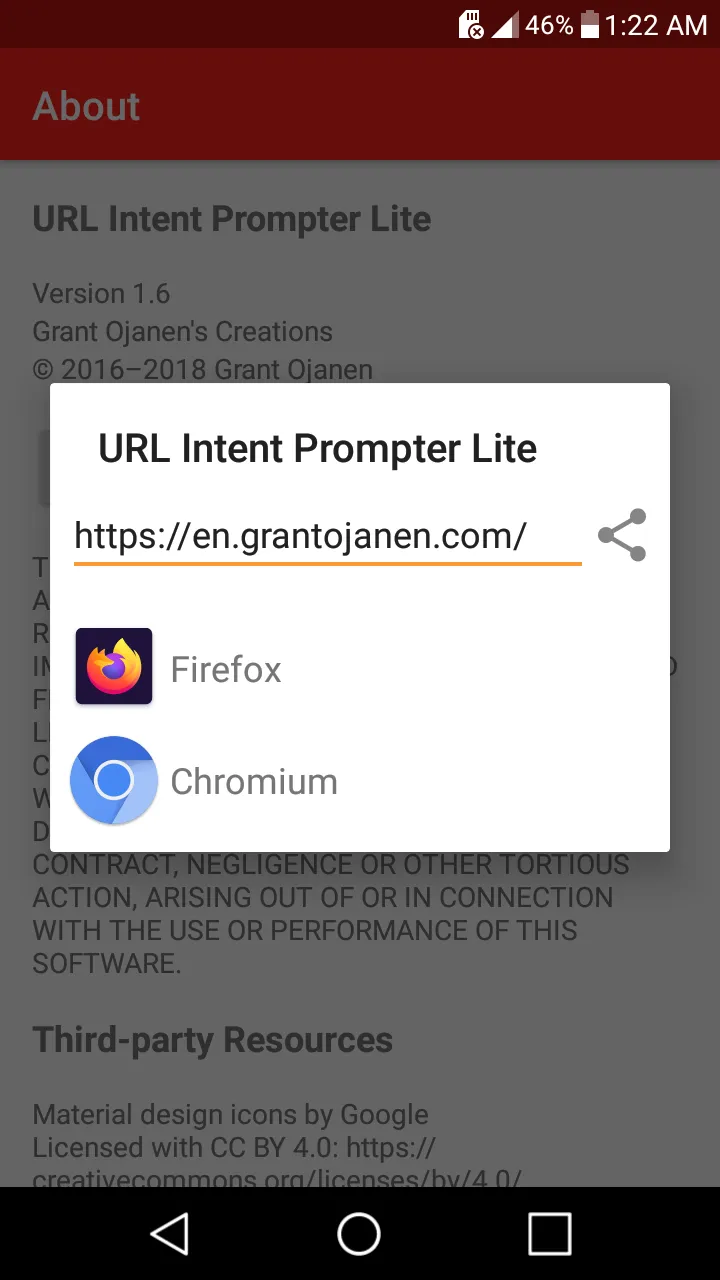 URL Intent Prompter Lite | Indus Appstore | Screenshot