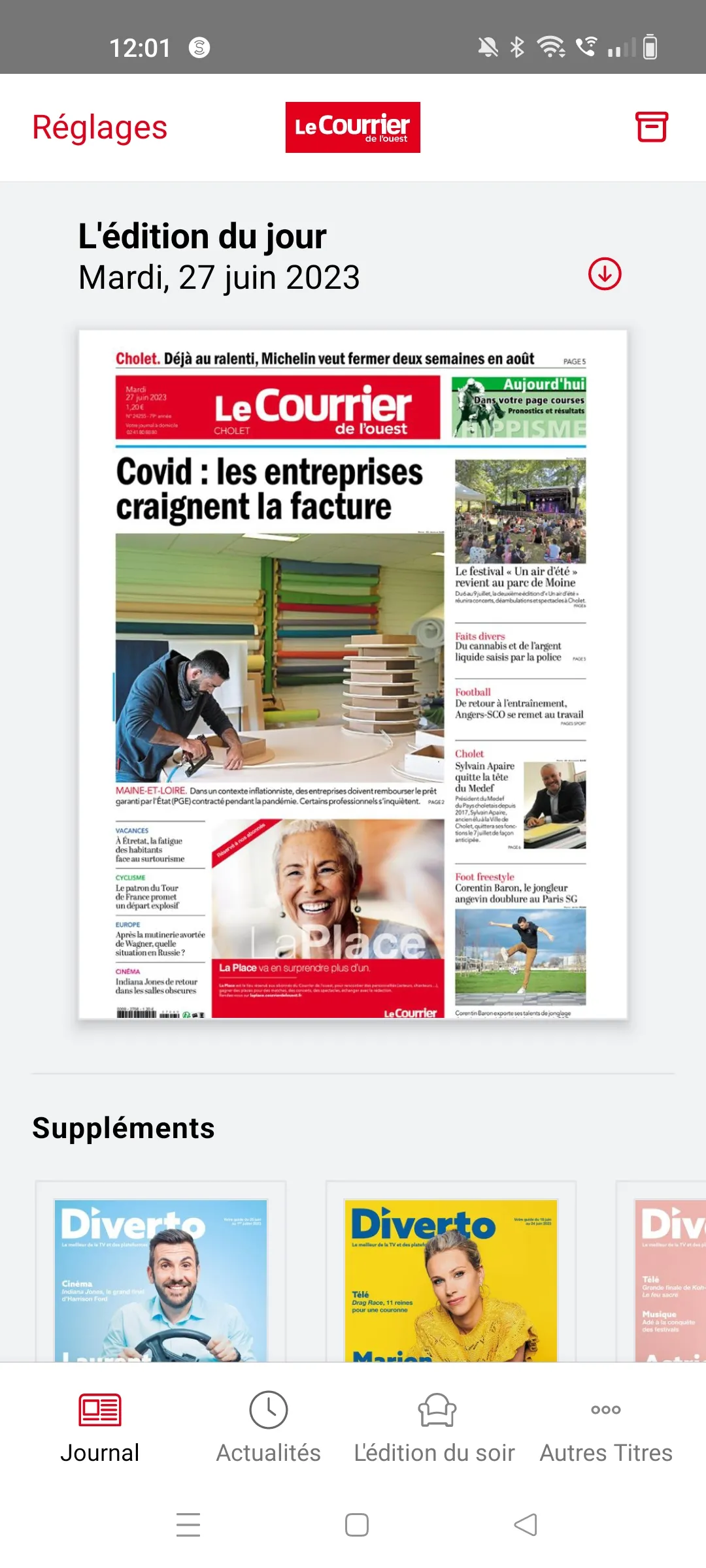 Le Courrier de l'Ouest Journal | Indus Appstore | Screenshot