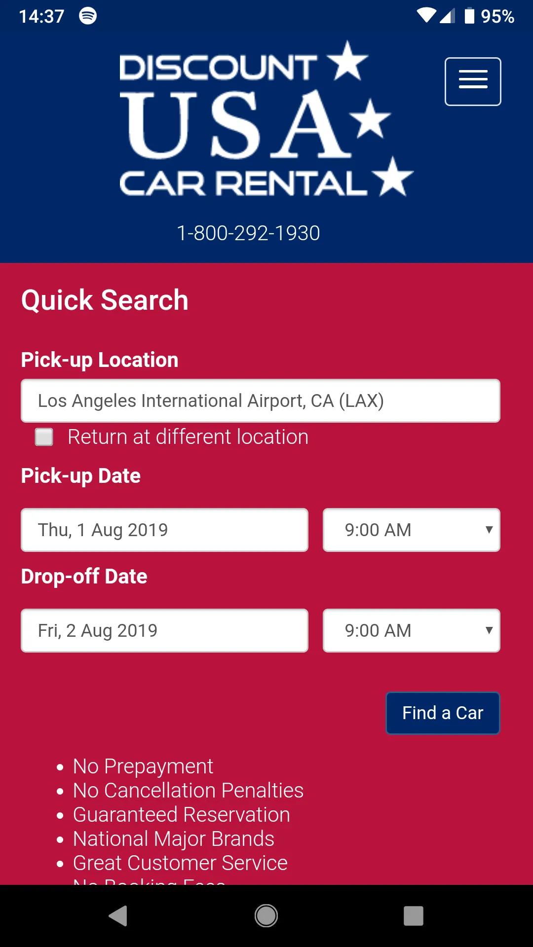 Discount USA Car Rental | Indus Appstore | Screenshot