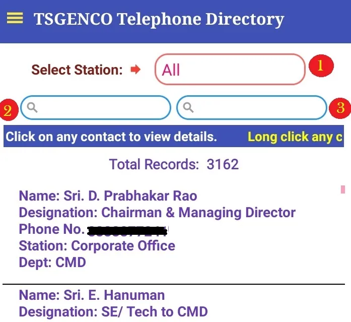 TSGENCO Telephone Directory | Indus Appstore | Screenshot