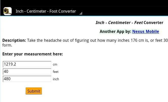 Inch/cm/Foot Conversion | Indus Appstore | Screenshot