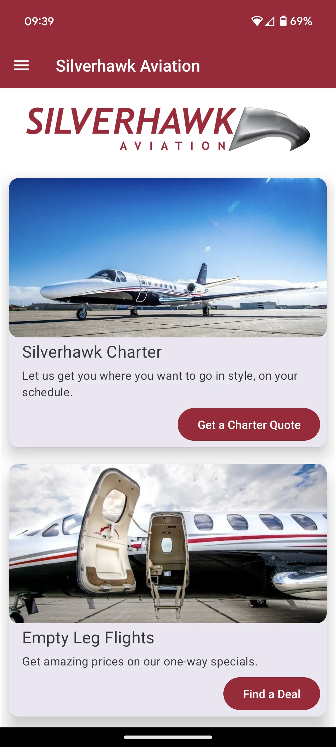 Silverhawk Aviation Charter | Indus Appstore | Screenshot