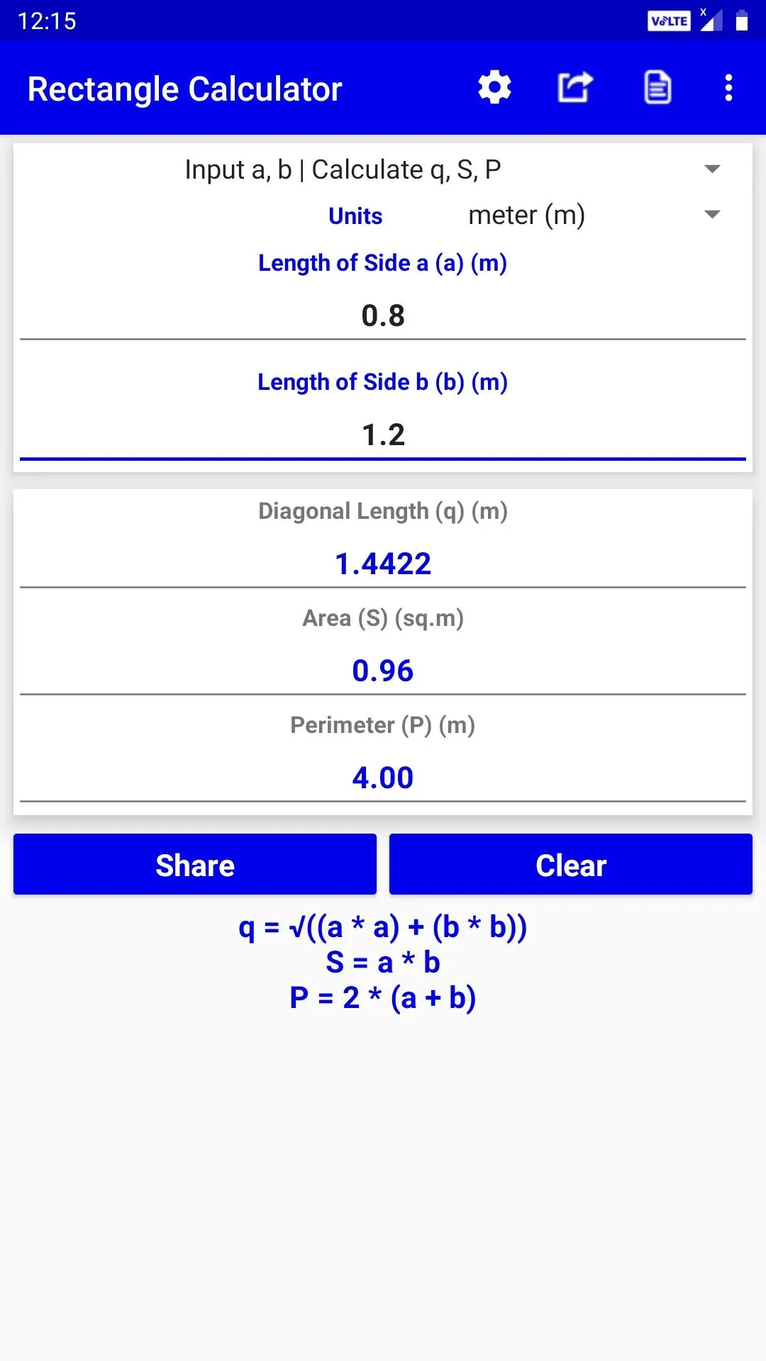 Rectangle Calculator | Indus Appstore | Screenshot