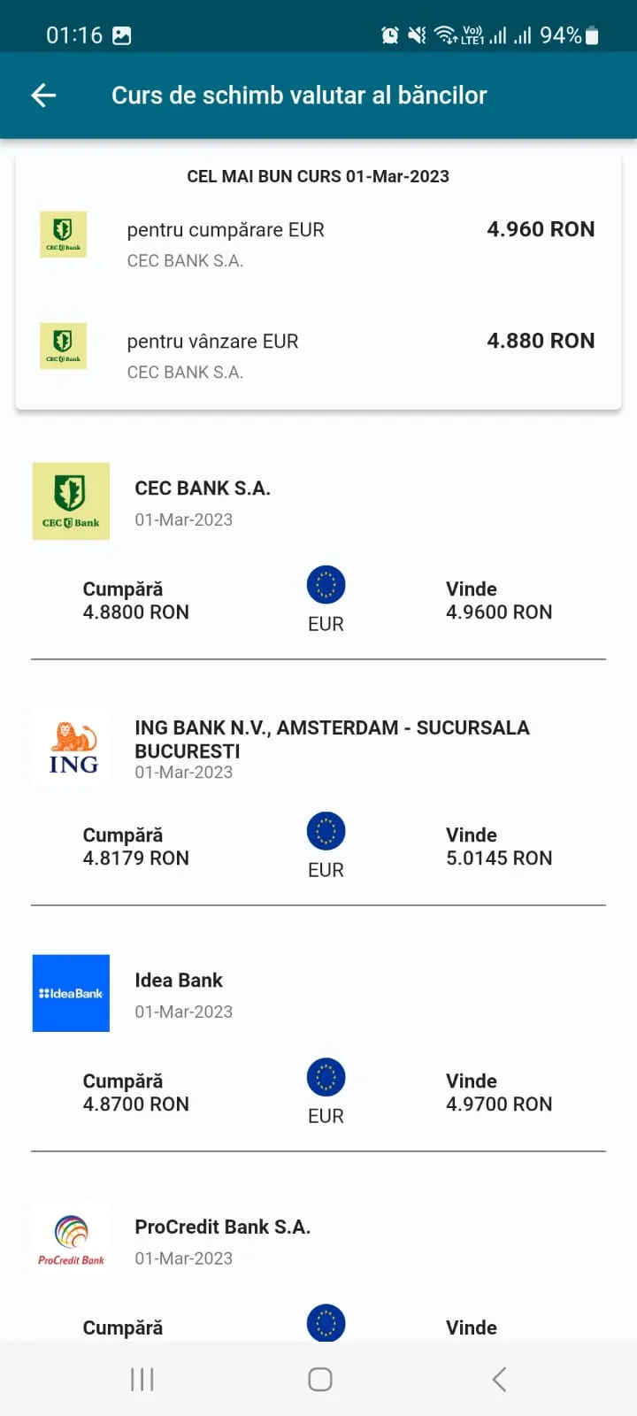 Curs valutar BNR | Indus Appstore | Screenshot