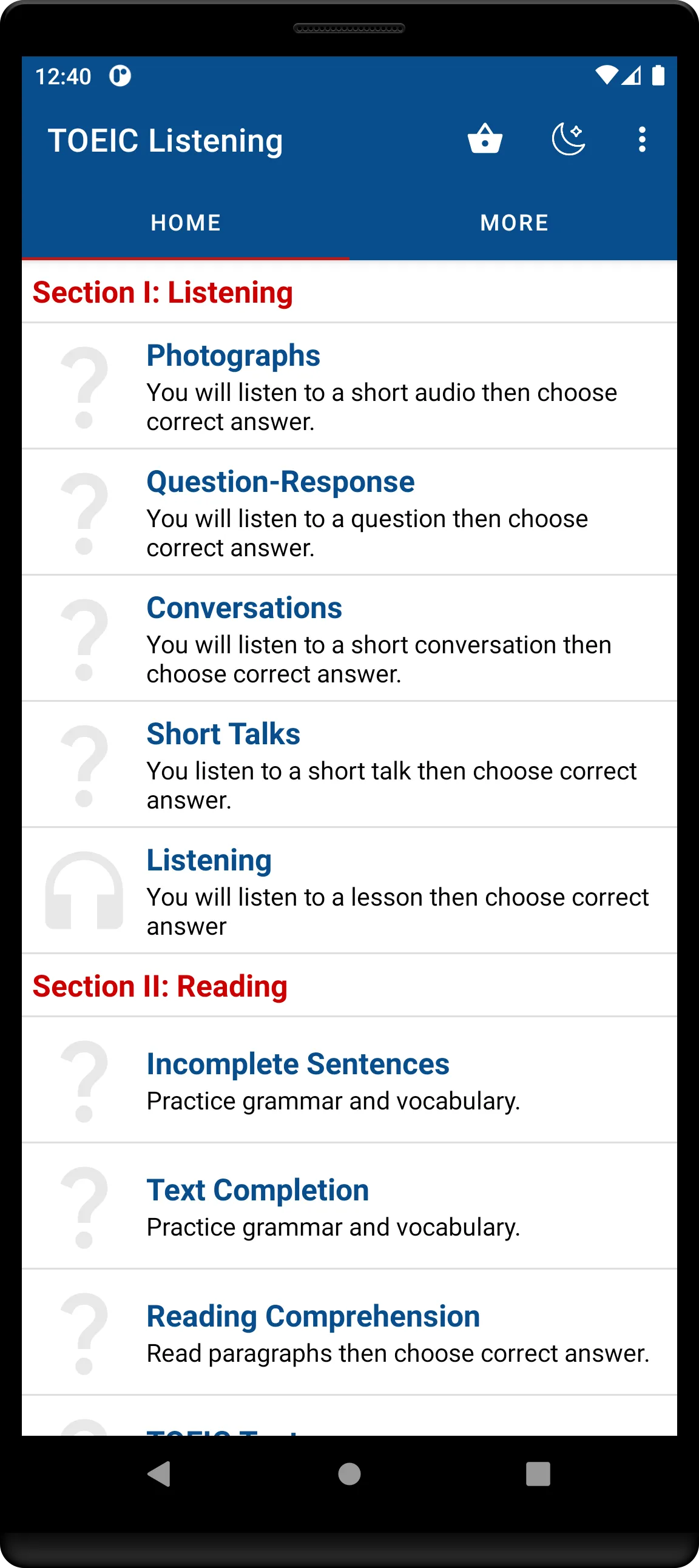 TOEIC Listening & Reading | Indus Appstore | Screenshot