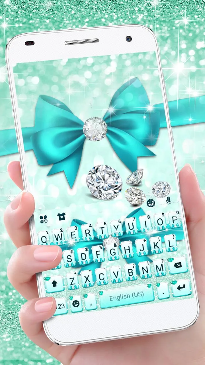 Cyan Diamond Bowknot Keyboard  | Indus Appstore | Screenshot