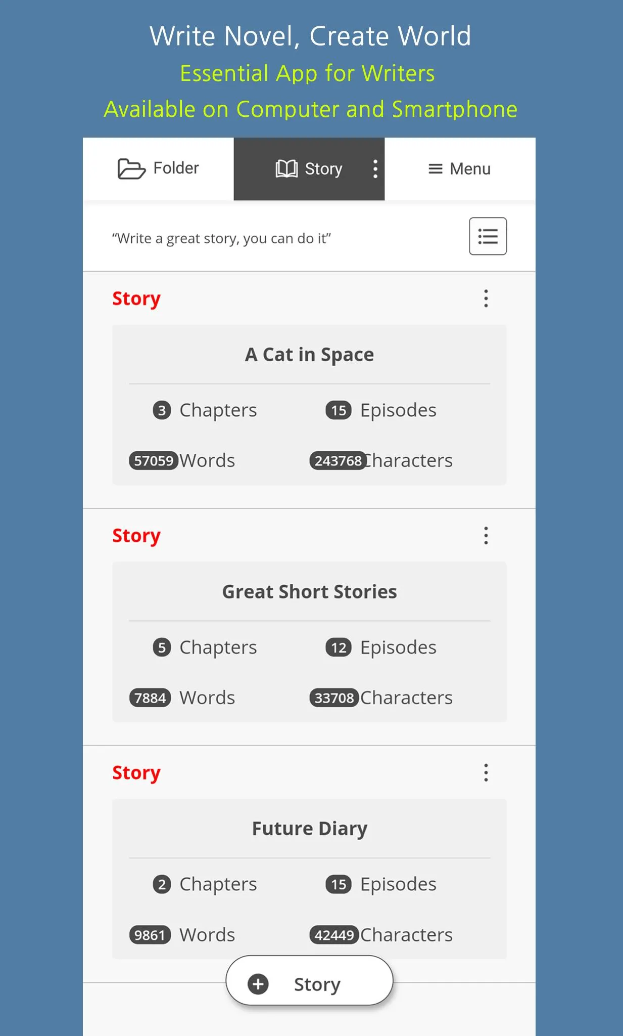 FolderStory - Write novel, Cre | Indus Appstore | Screenshot