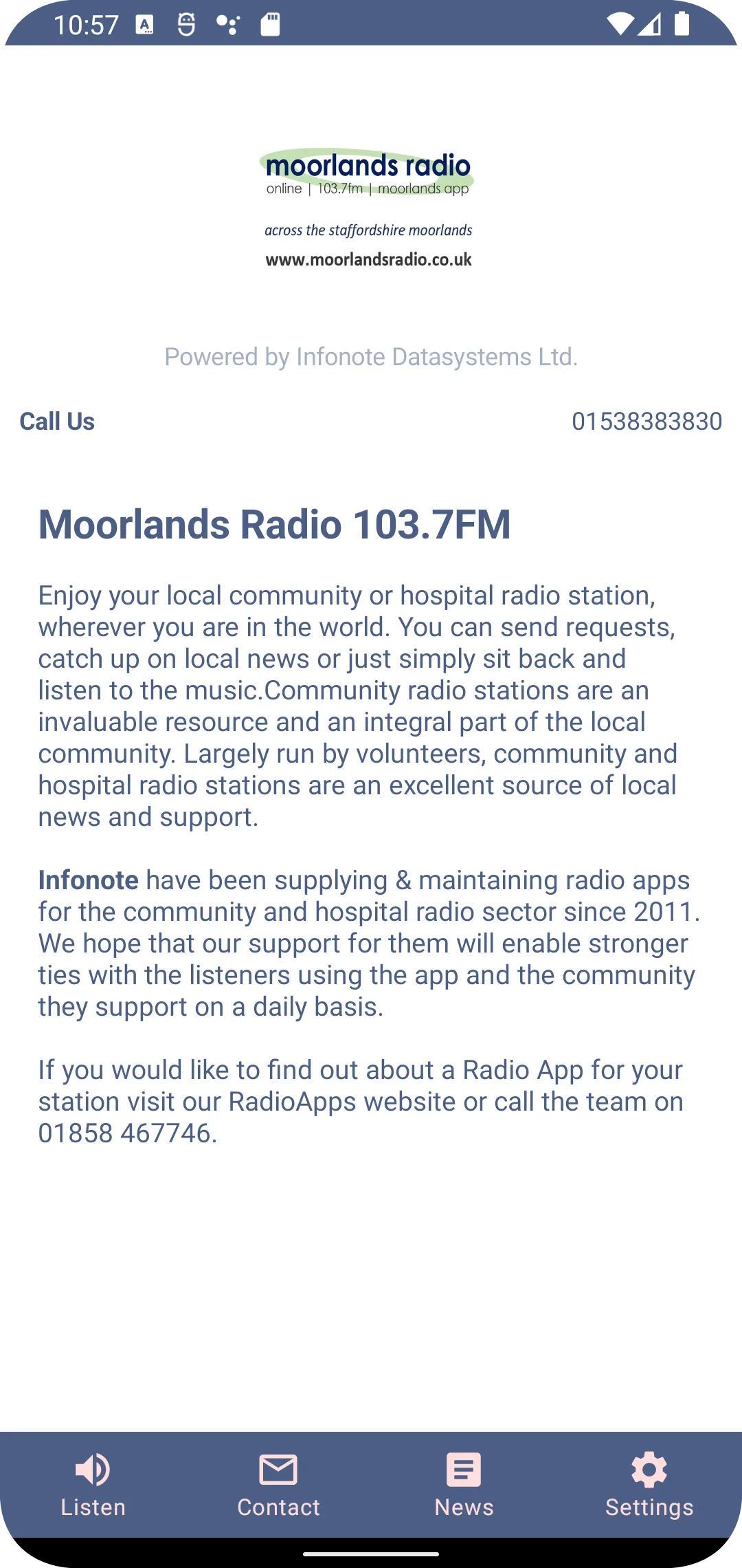 Moorlands Radio 103.7FM | Indus Appstore | Screenshot