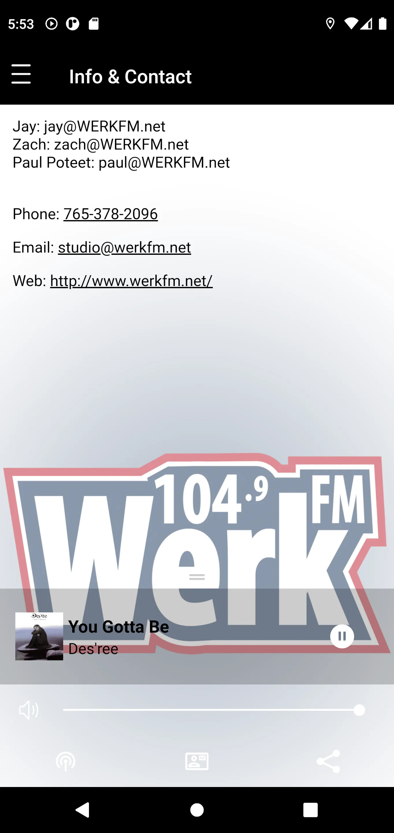 104.9 WERK-FM | Indus Appstore | Screenshot