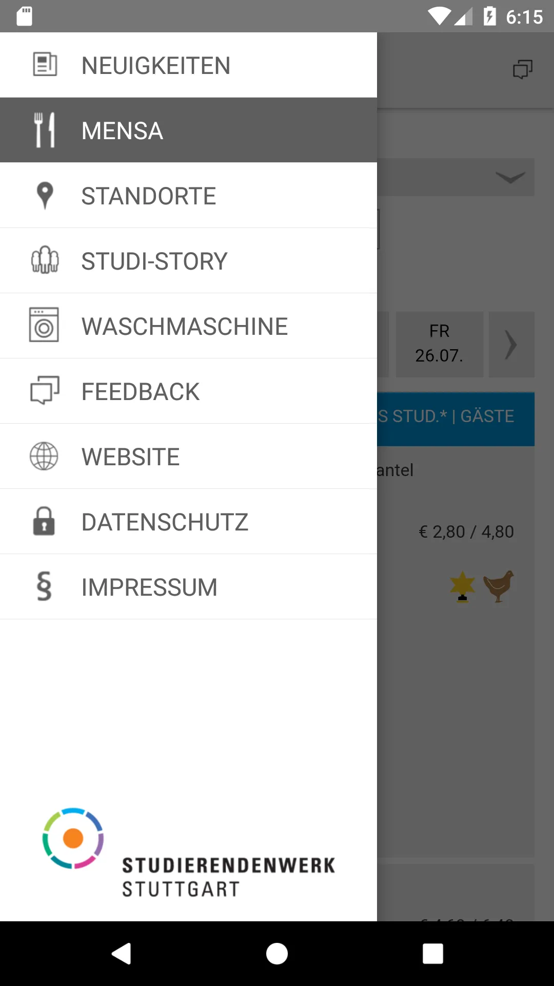 Studierendenwerk Stuttgart | Indus Appstore | Screenshot