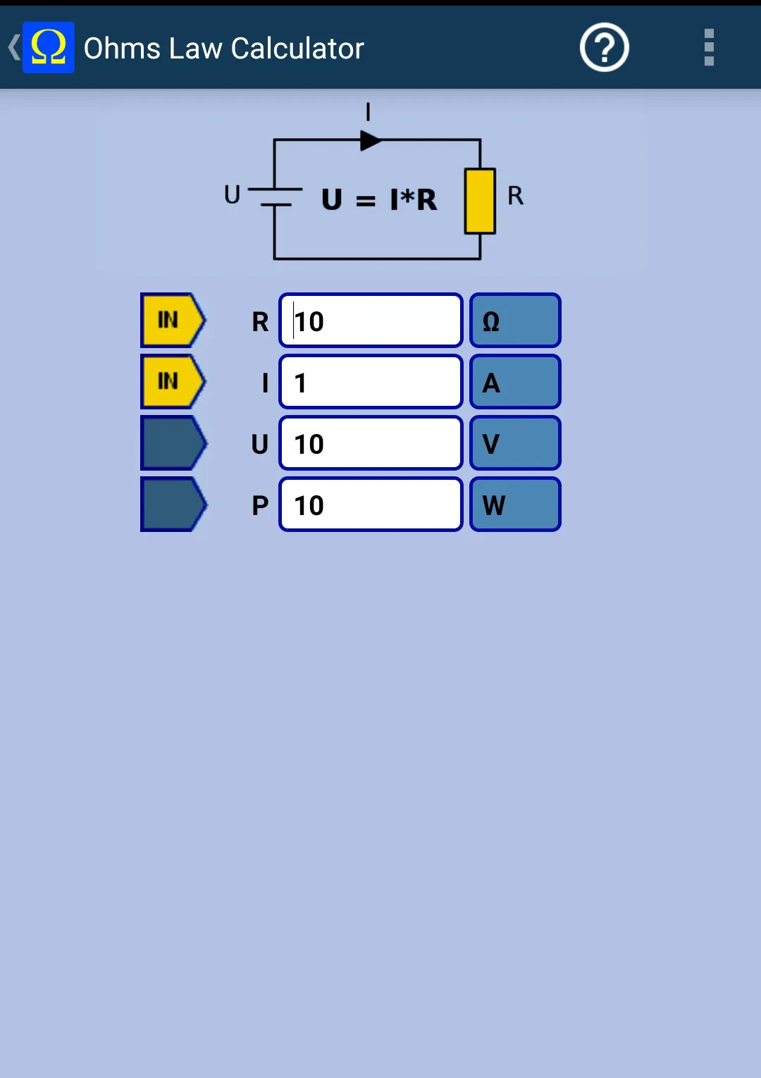 Ohm's Law Calculator | Indus Appstore | Screenshot