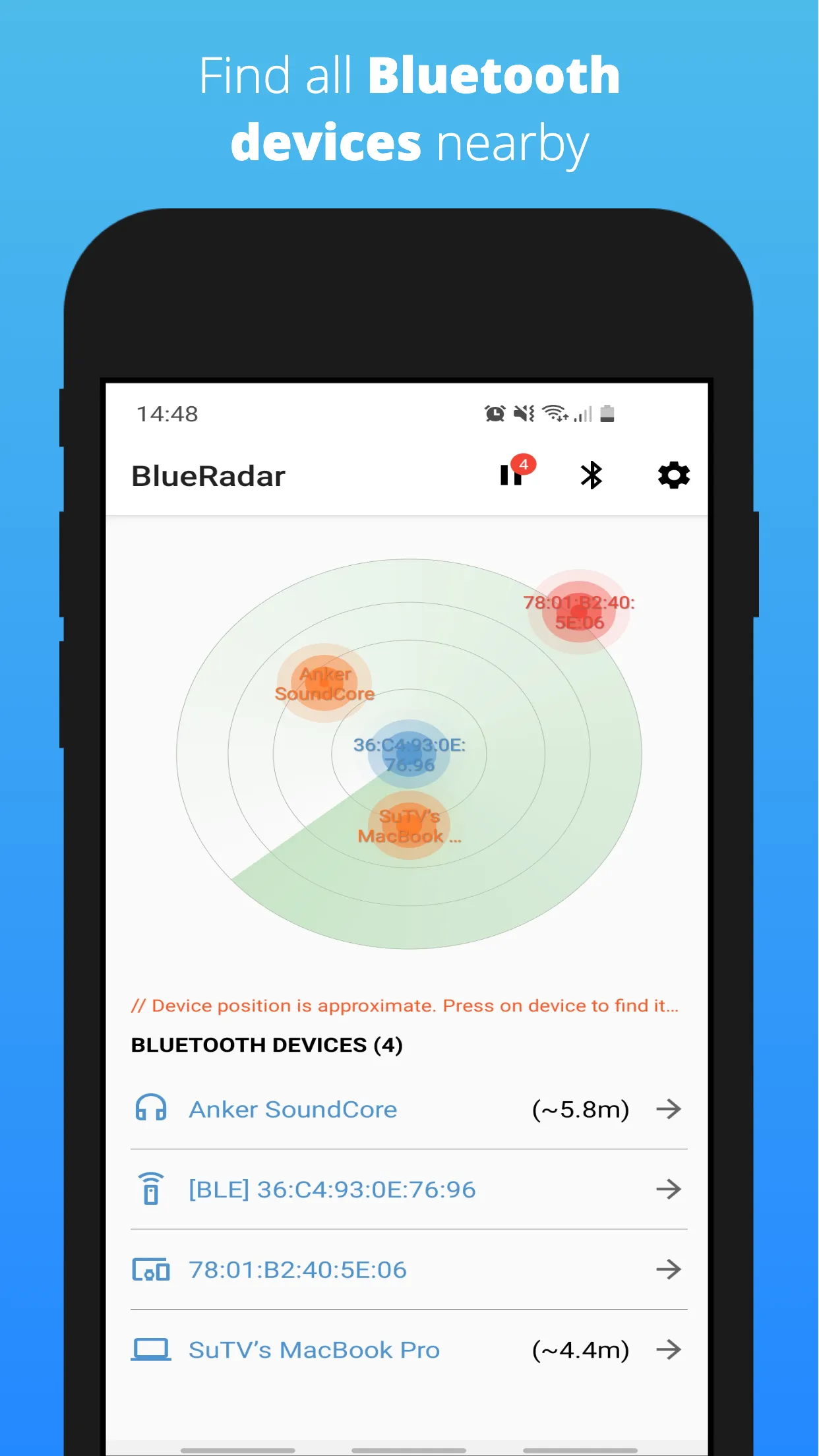 BlueRadar - Bluetooth Finder | Indus Appstore | Screenshot