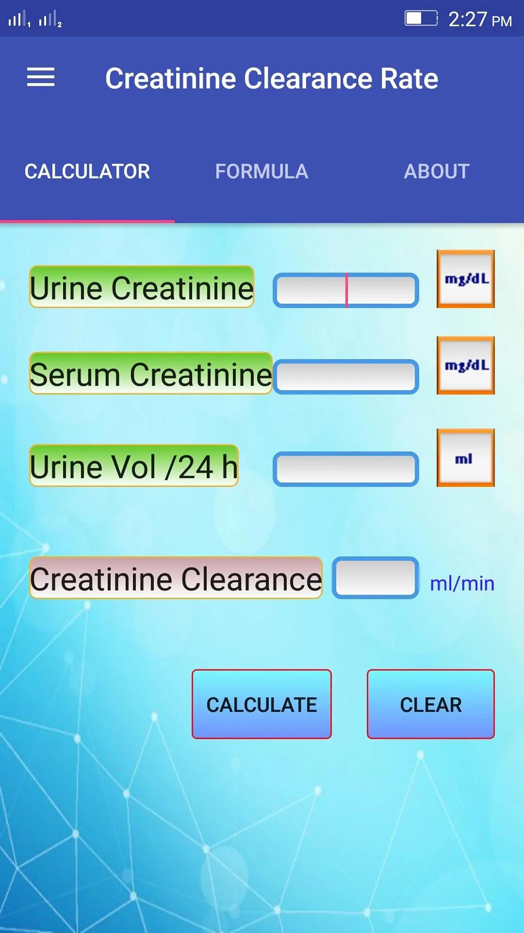 Creatinine Clearance Rate | Indus Appstore | Screenshot