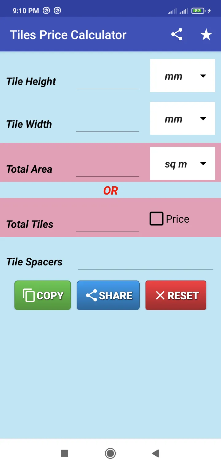 Tiles Price Calculator | Indus Appstore | Screenshot