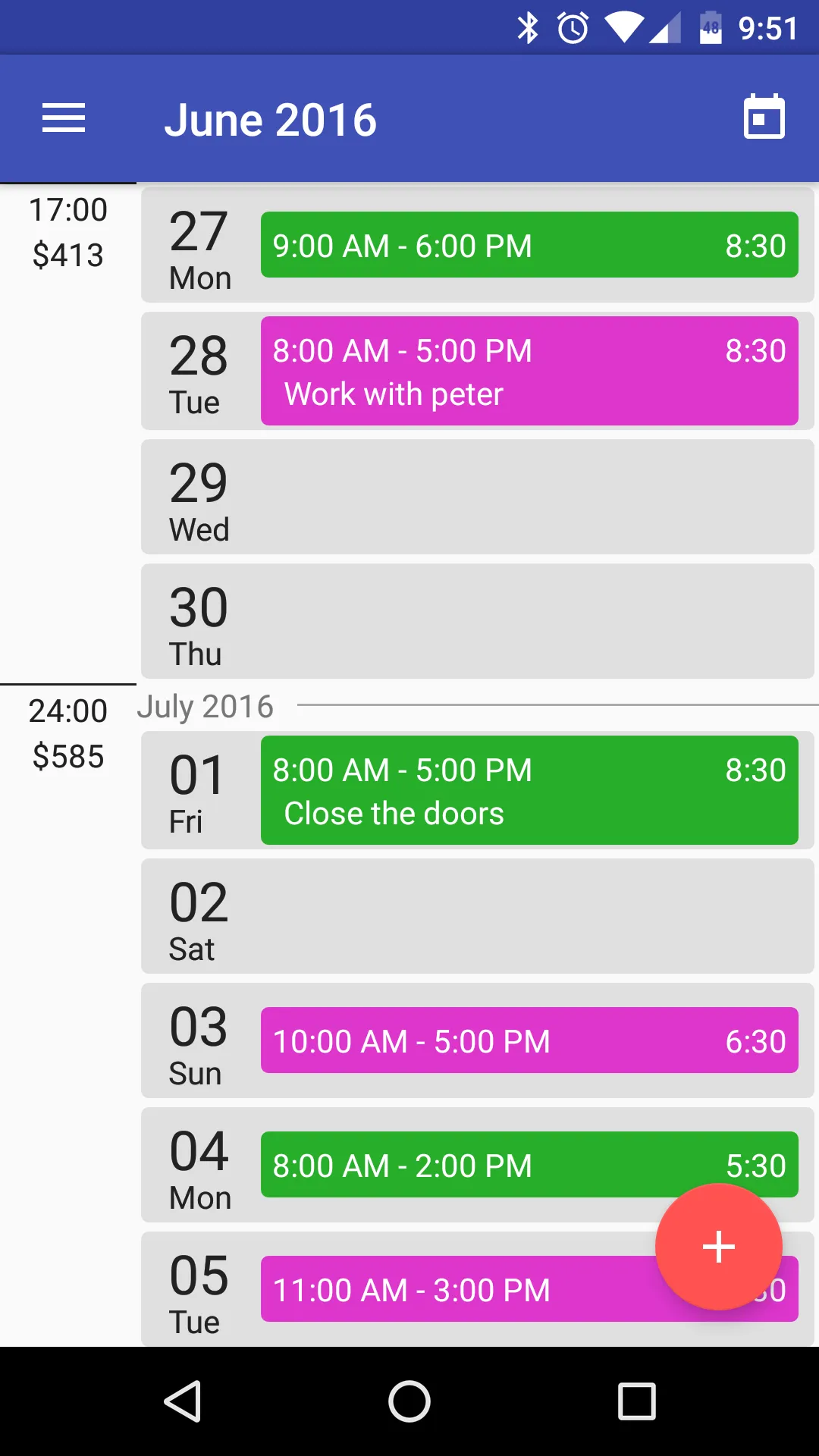 Timesheet History | Indus Appstore | Screenshot