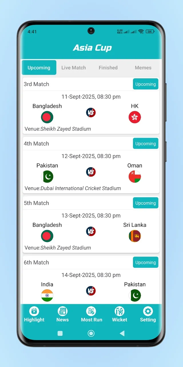 Asia Cup 2025 Live | Indus Appstore | Screenshot