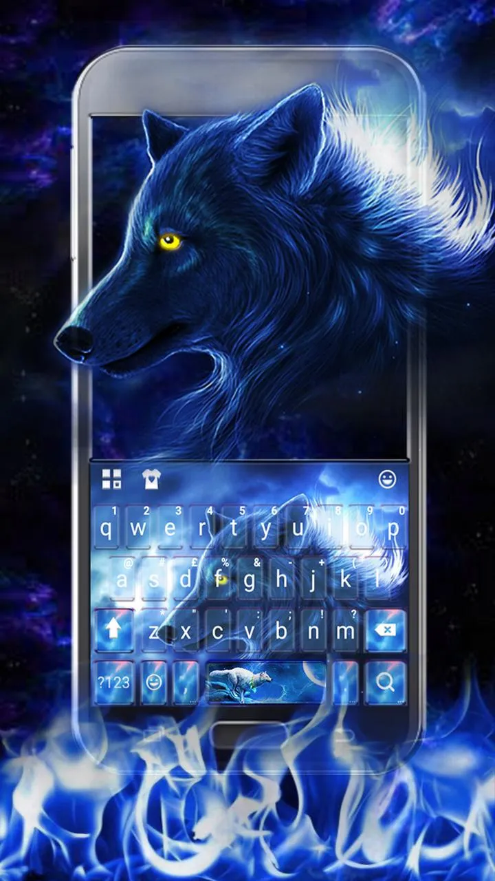 Blue Flaming Wolf Keyboard The | Indus Appstore | Screenshot