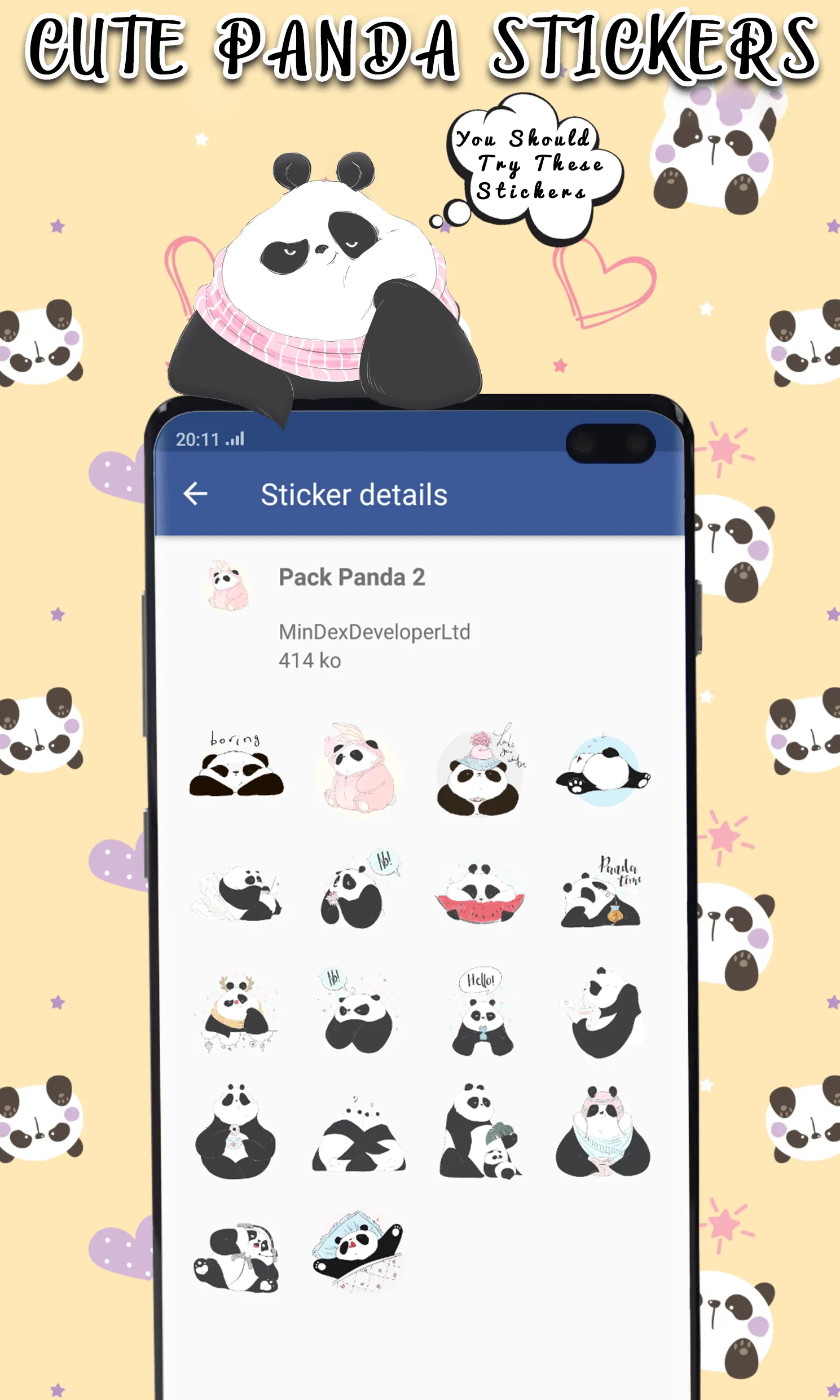 Animated Panda WhastickerApp | Indus Appstore | Screenshot