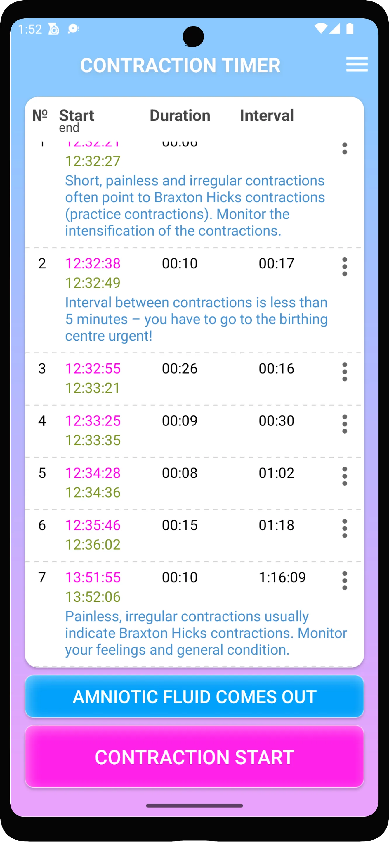 Contraction Timer and Counter | Indus Appstore | Screenshot