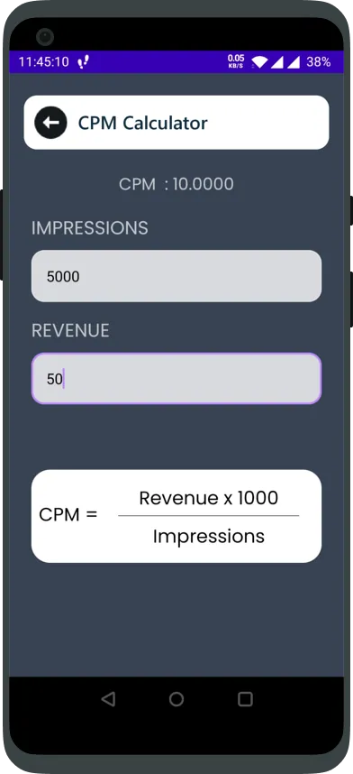 CPM Calculator | Indus Appstore | Screenshot