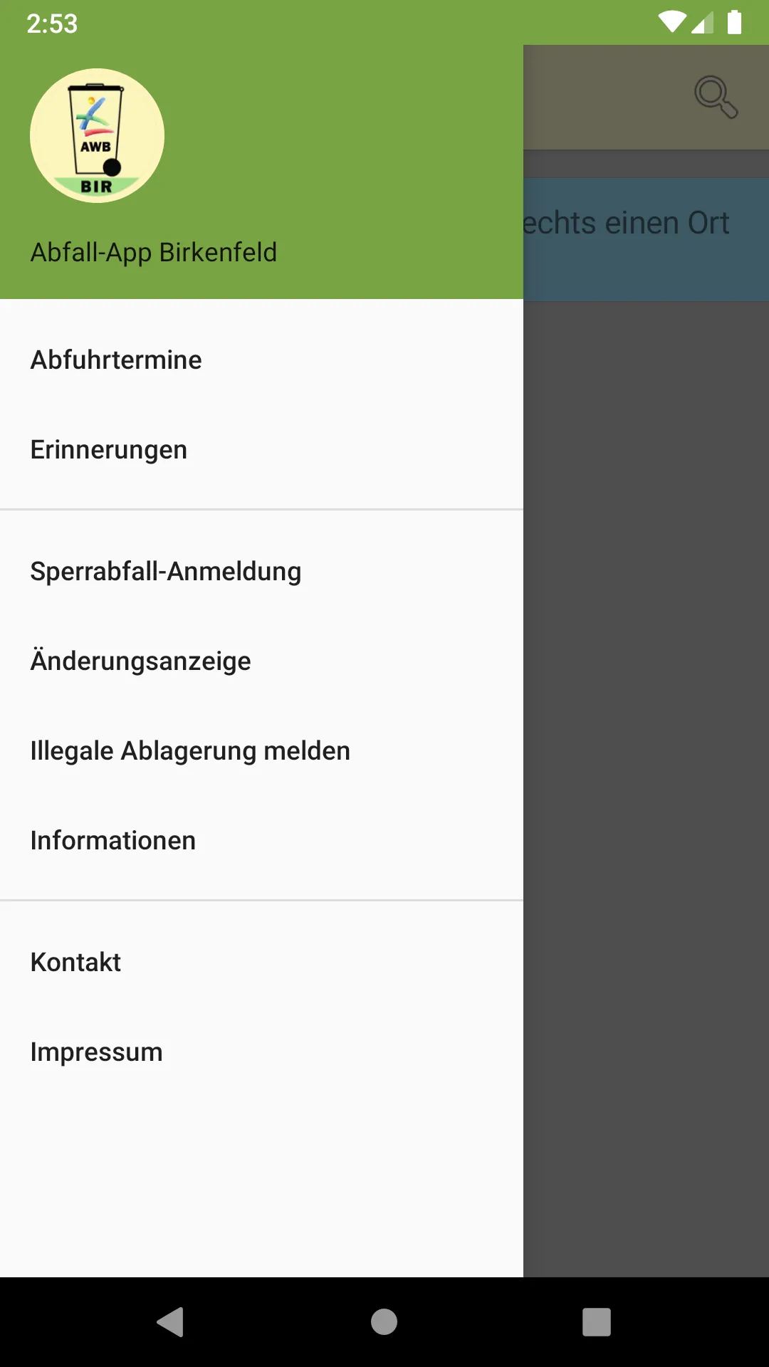 Abfallapp Landkreis Birkenfeld | Indus Appstore | Screenshot