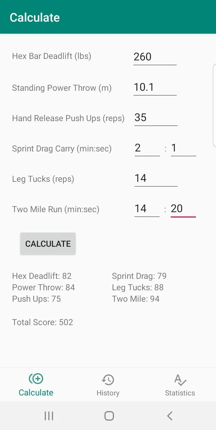 Army ACFT Calc | Indus Appstore | Screenshot