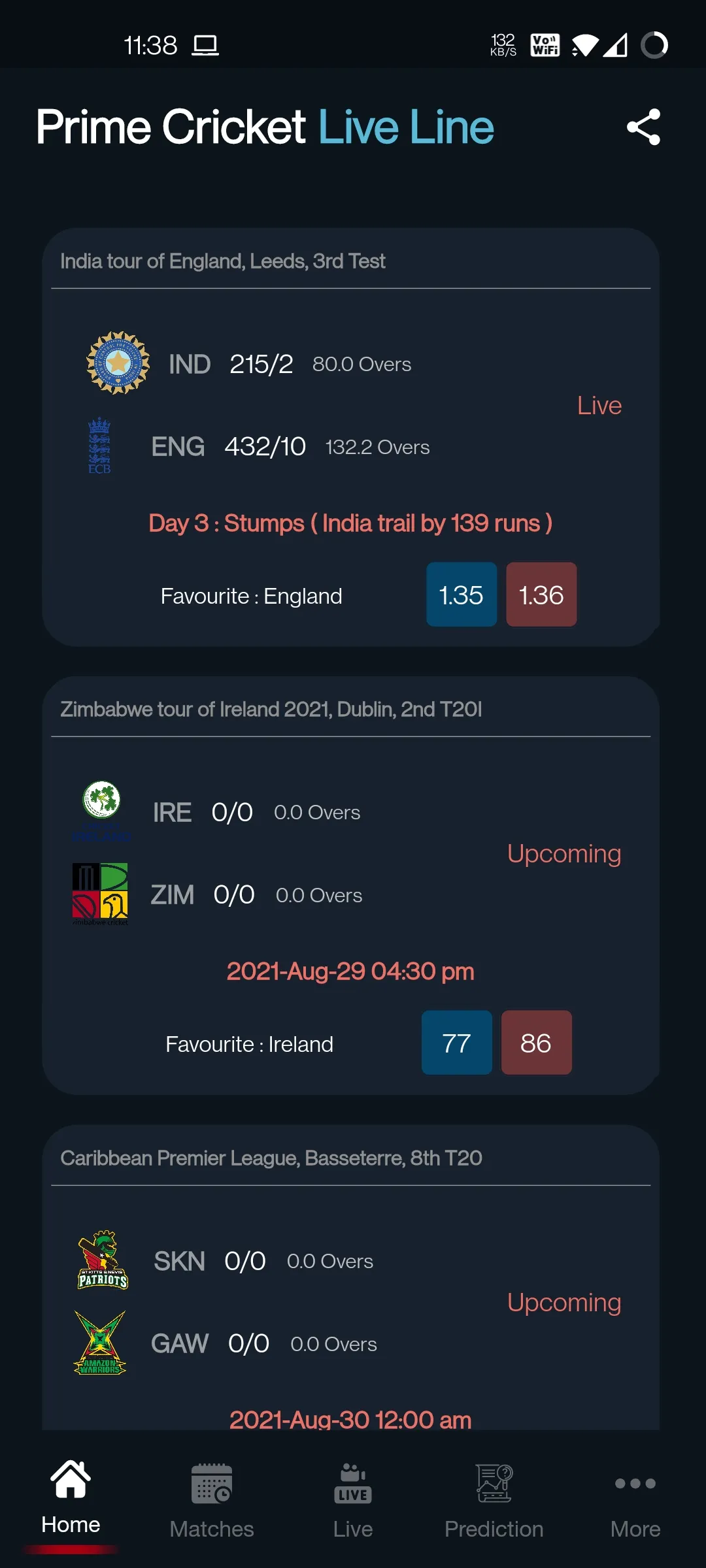 Prime Cricket Live Line | Indus Appstore | Screenshot