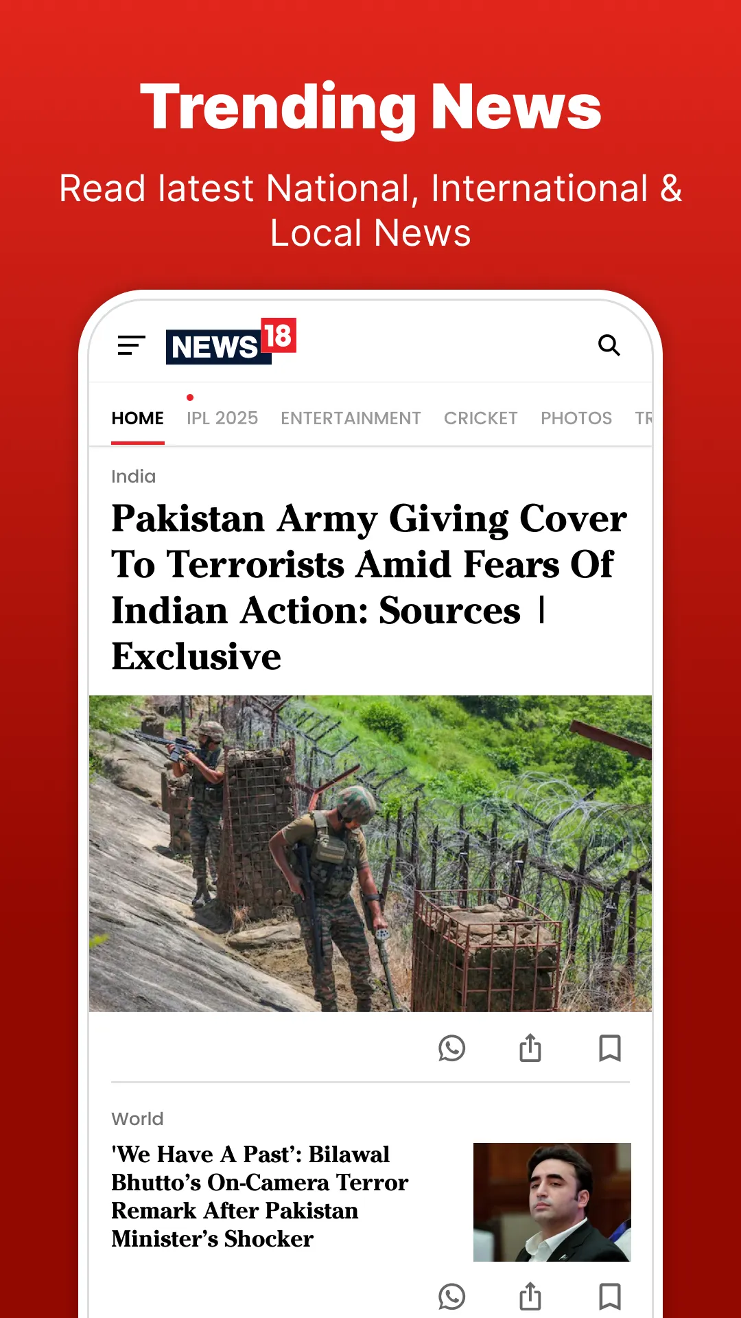 Daily News: News18 Live TV App | Indus Appstore | Screenshot