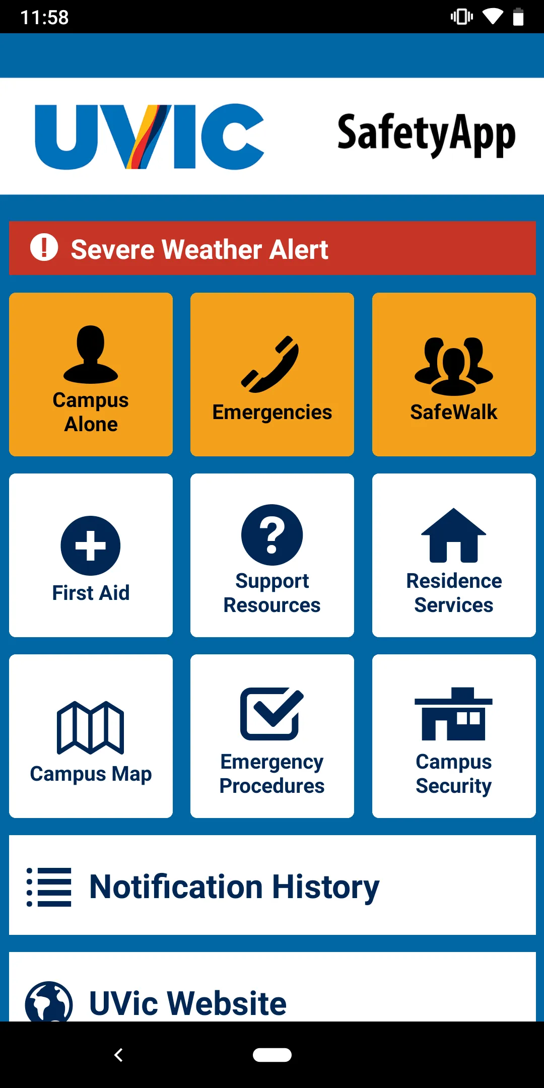 UVic SafetyApp | Indus Appstore | Screenshot