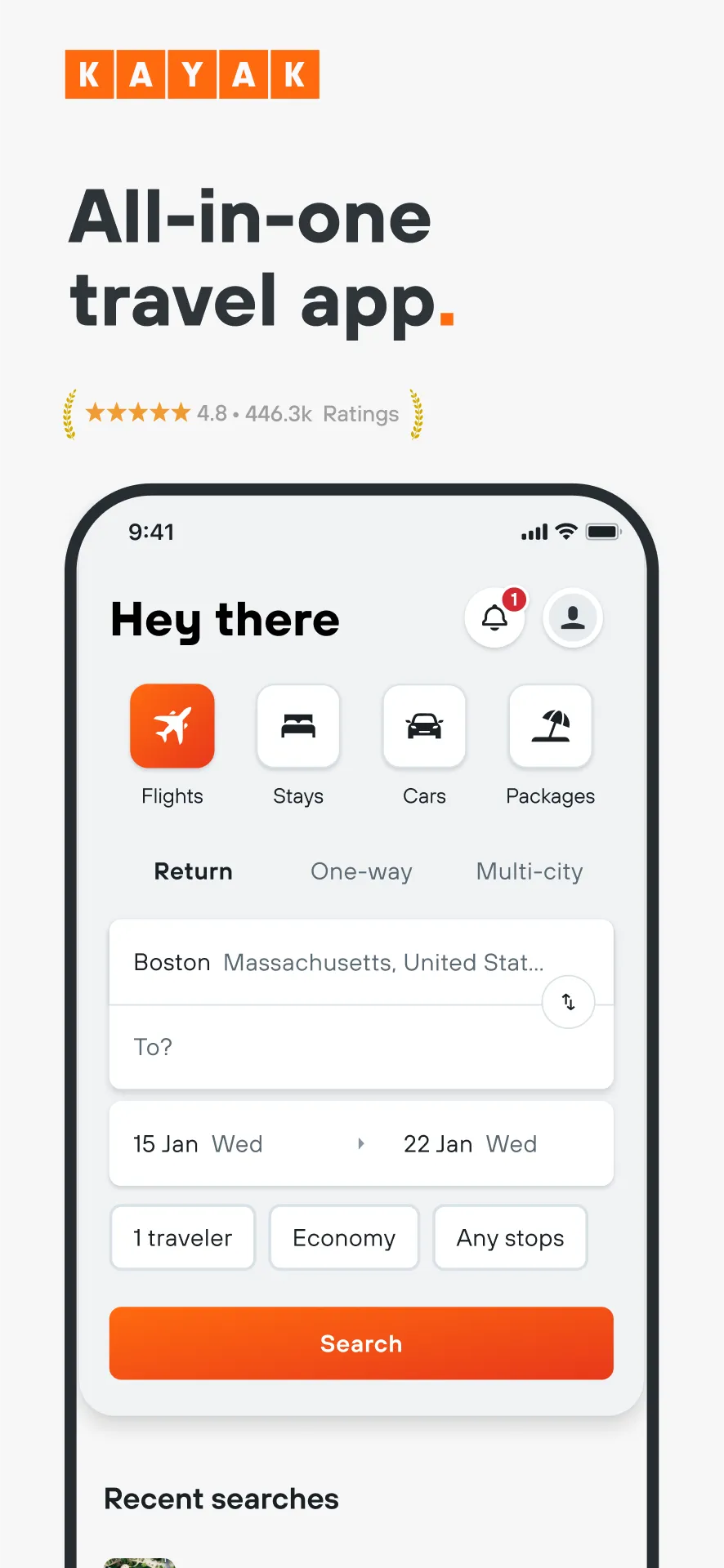 KAYAK: Flights, Hotels & Cars | Indus Appstore | Screenshot