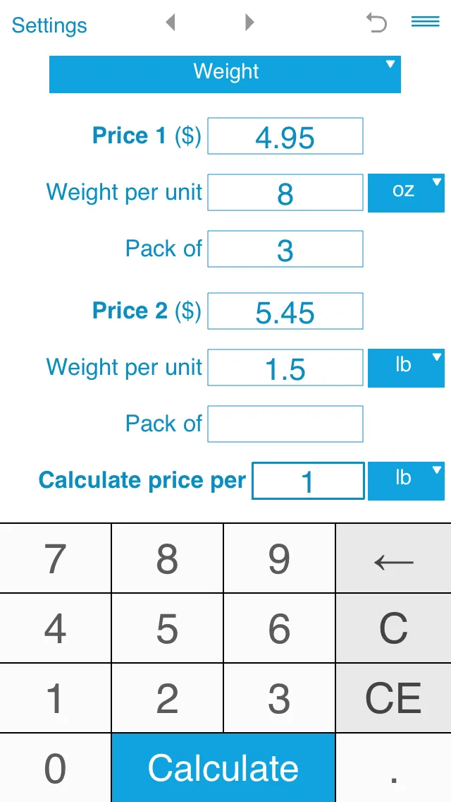 Unit Price Calculator | Indus Appstore | Screenshot