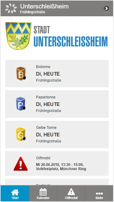 Unterschleissheim Abfall-App | Indus Appstore | Screenshot