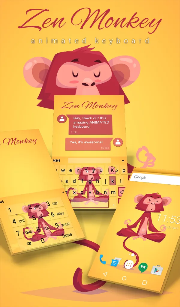 Zen Monkey Animated Keyboard | Indus Appstore | Screenshot