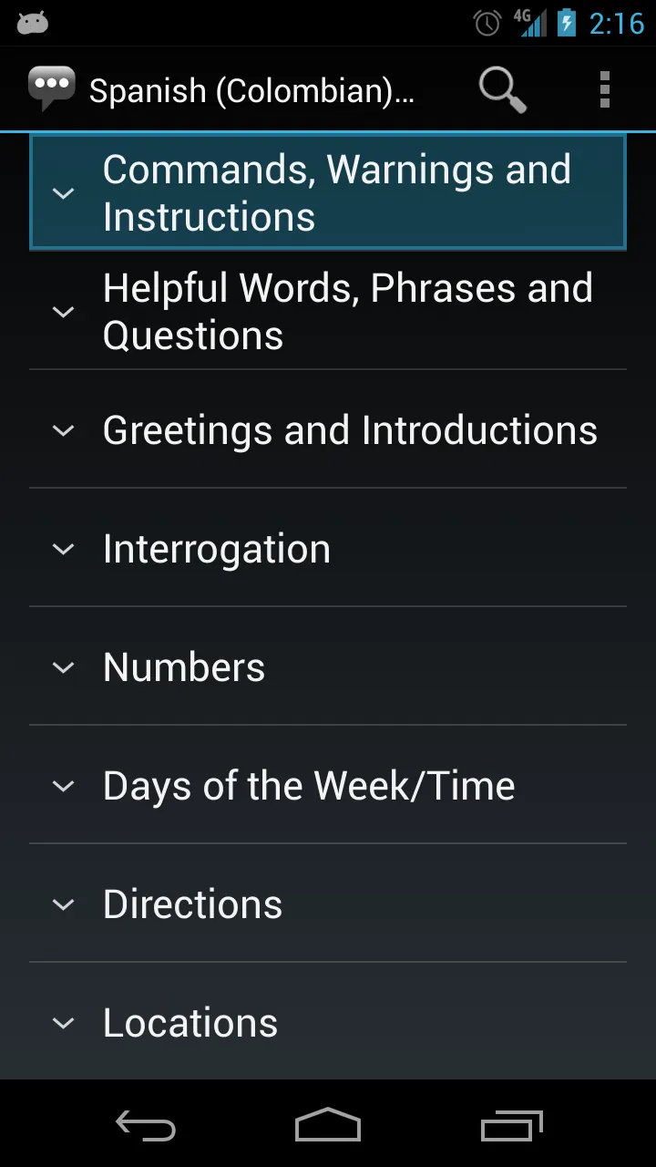 Spanish-Colombia Basic Phrases | Indus Appstore | Screenshot