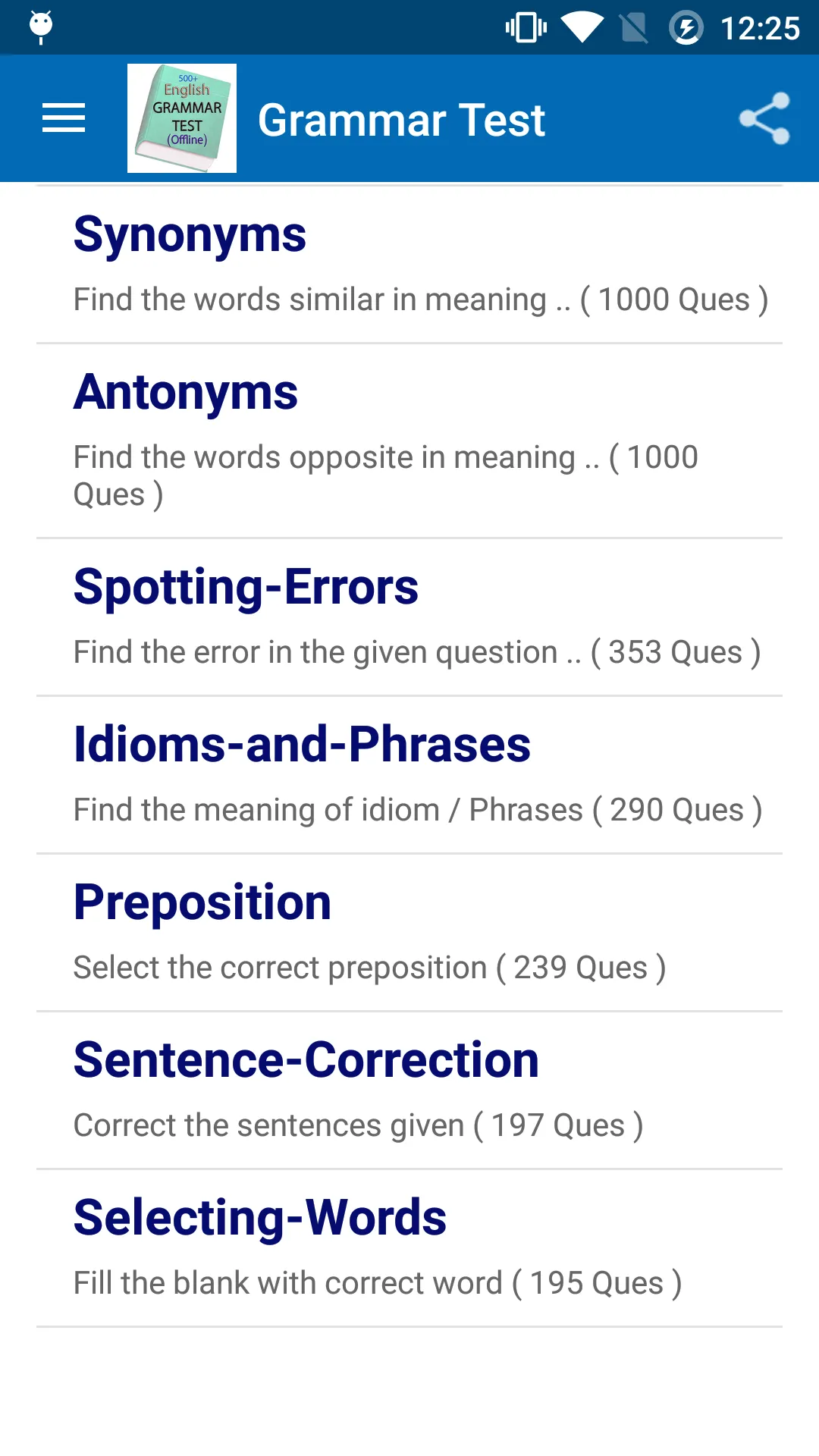 English Grammar Test | Indus Appstore | Screenshot