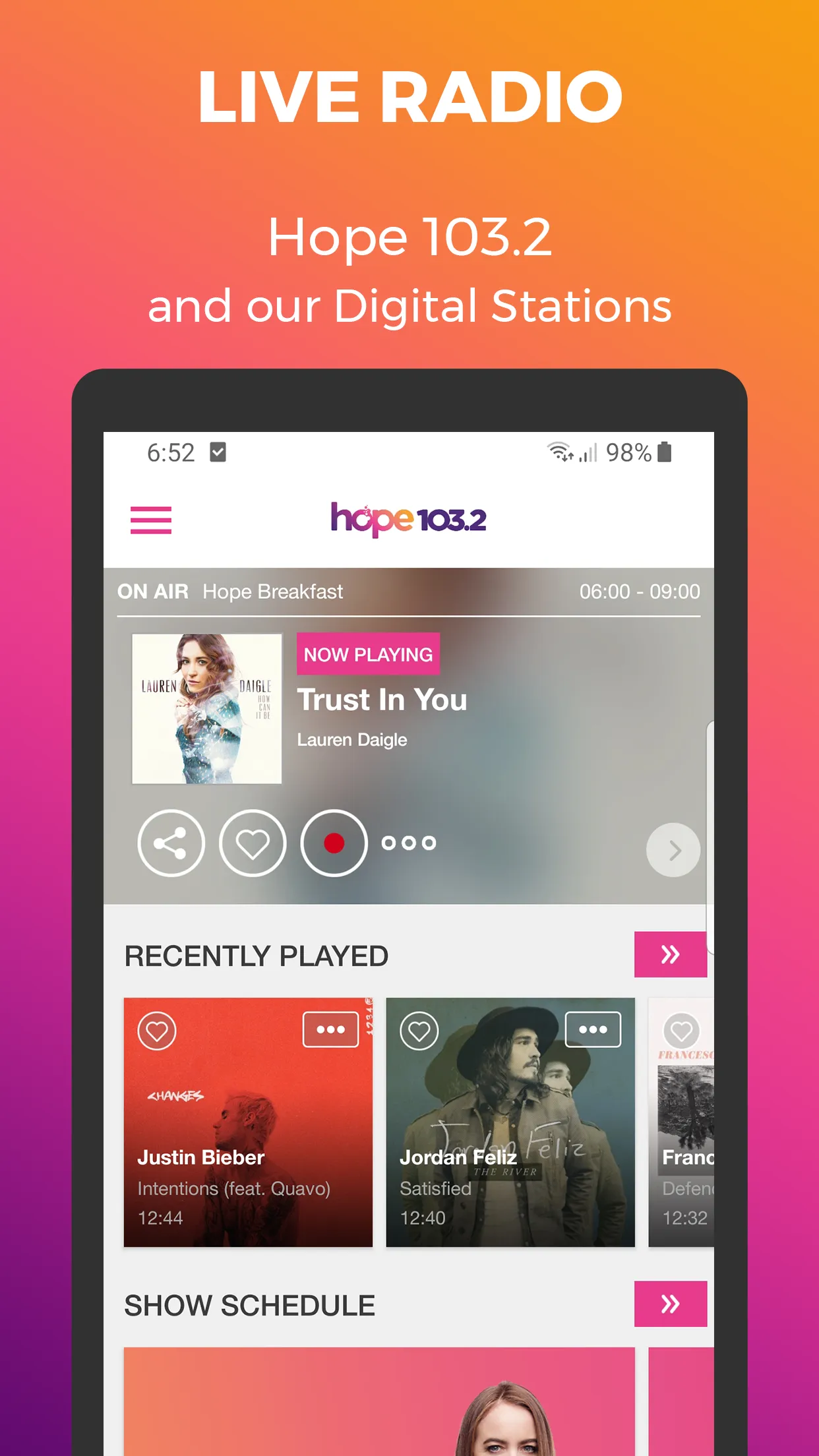 Hope 103.2  -  Christian Radio | Indus Appstore | Screenshot