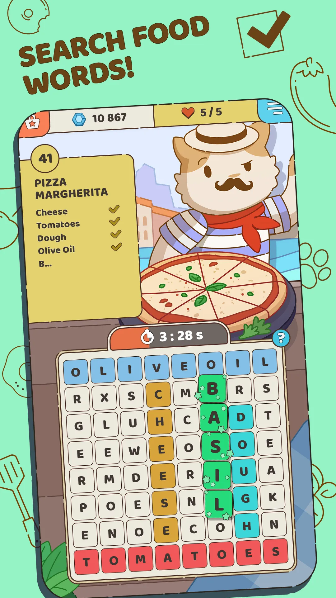 Food Words: Cooking Cat Puzzle | Indus Appstore | Screenshot