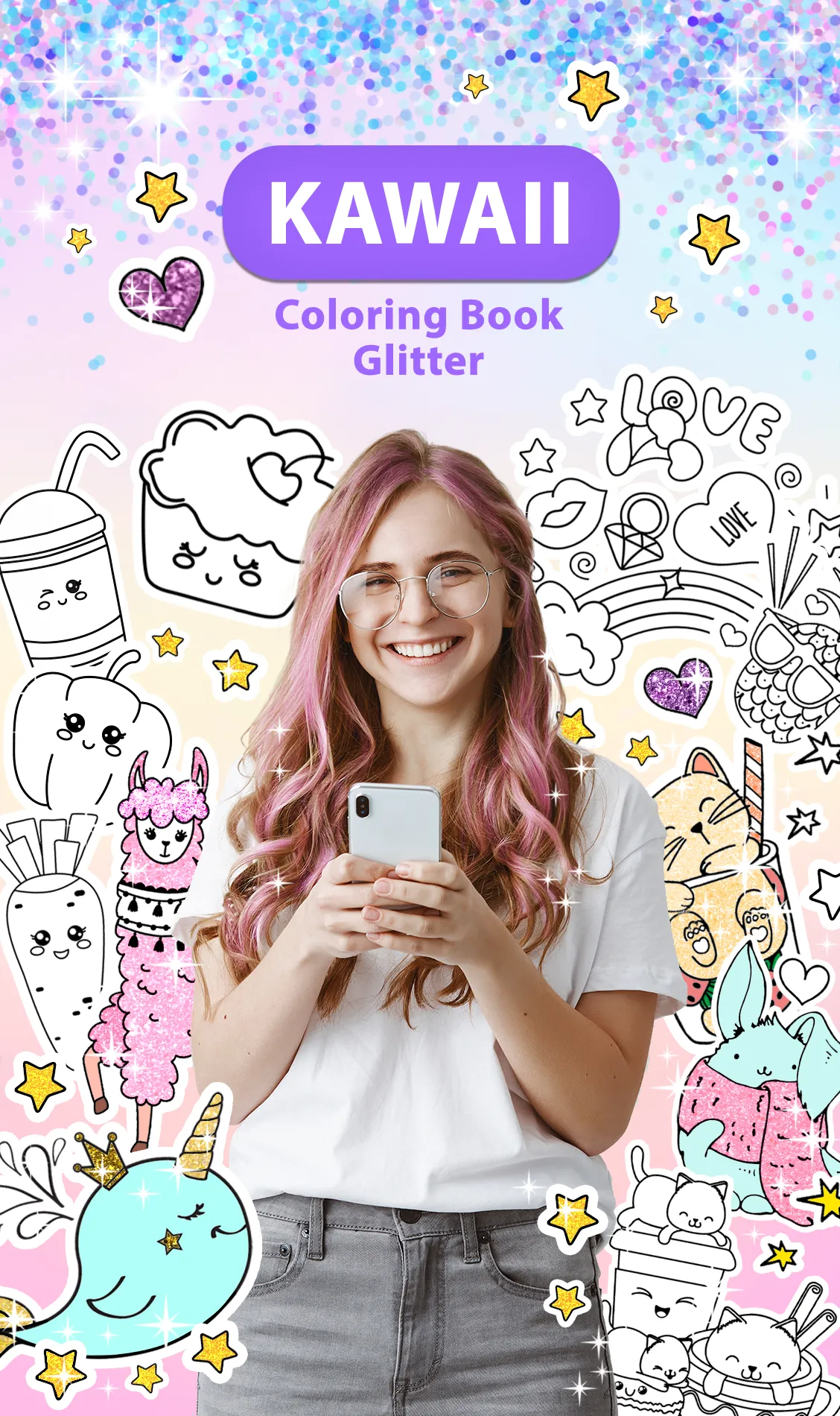 Kawaii Coloring Book Glitter | Indus Appstore | Screenshot