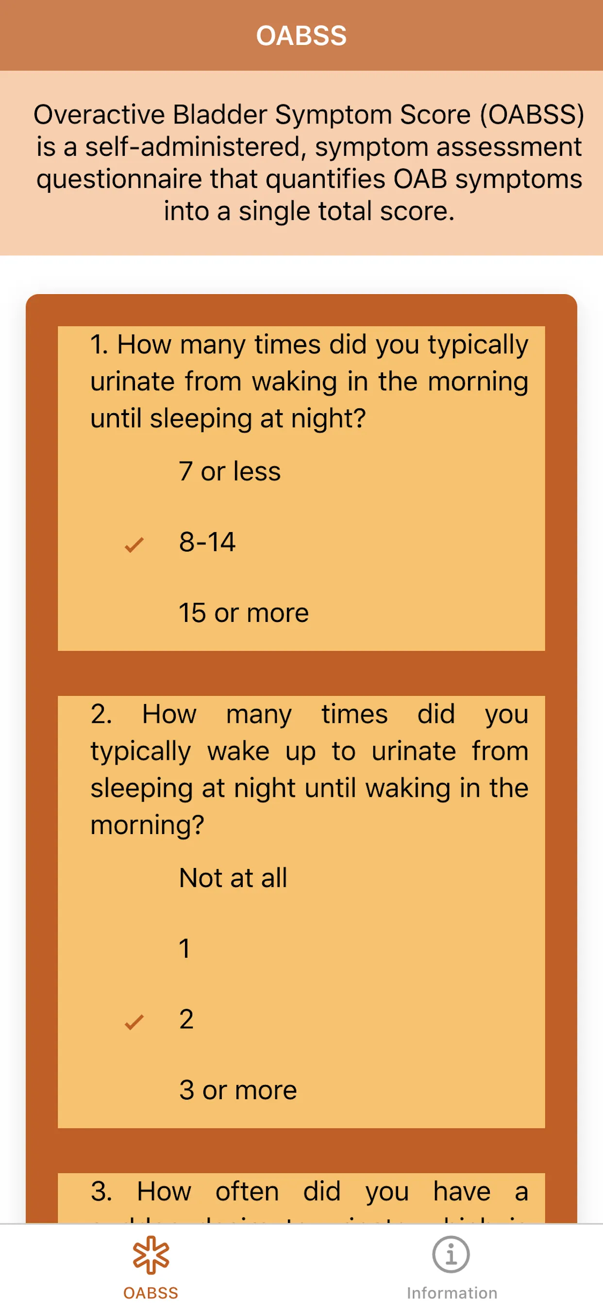 Overactive Bladder Score | Indus Appstore | Screenshot