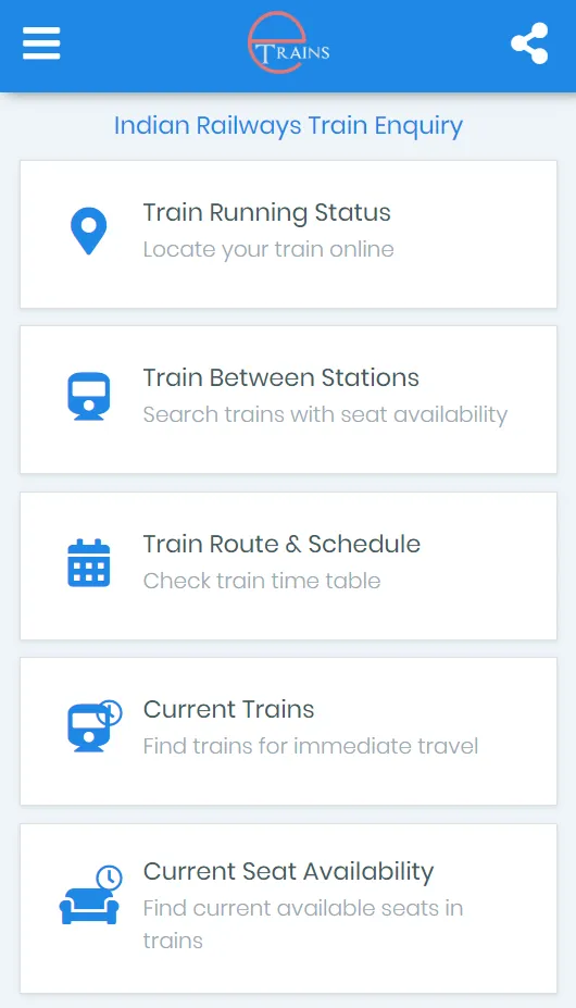 Train Enquiry Online - Etrains | Indus Appstore | Screenshot