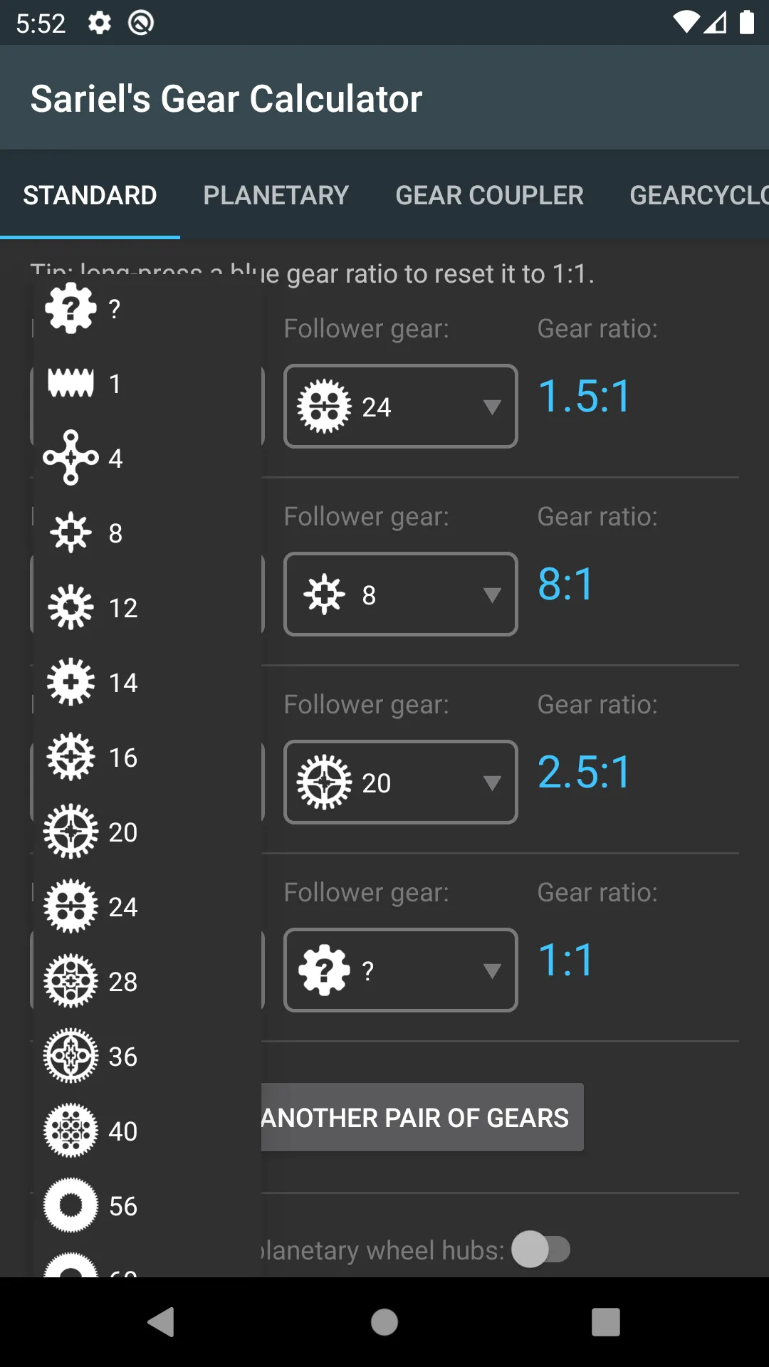 Sariel's Gear Calculator | Indus Appstore | Screenshot