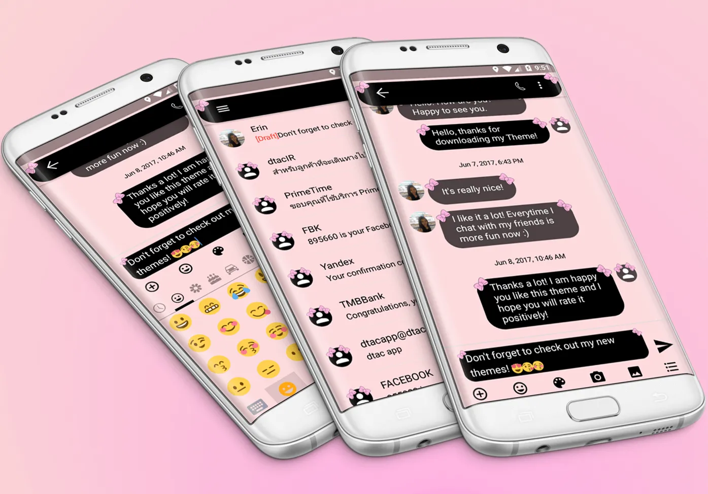 SMS Messages Bow Pink Pastel | Indus Appstore | Screenshot