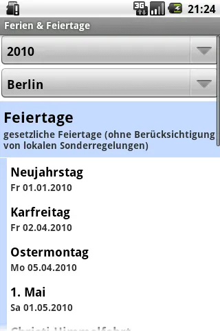 Ferien & Feiertage | Indus Appstore | Screenshot