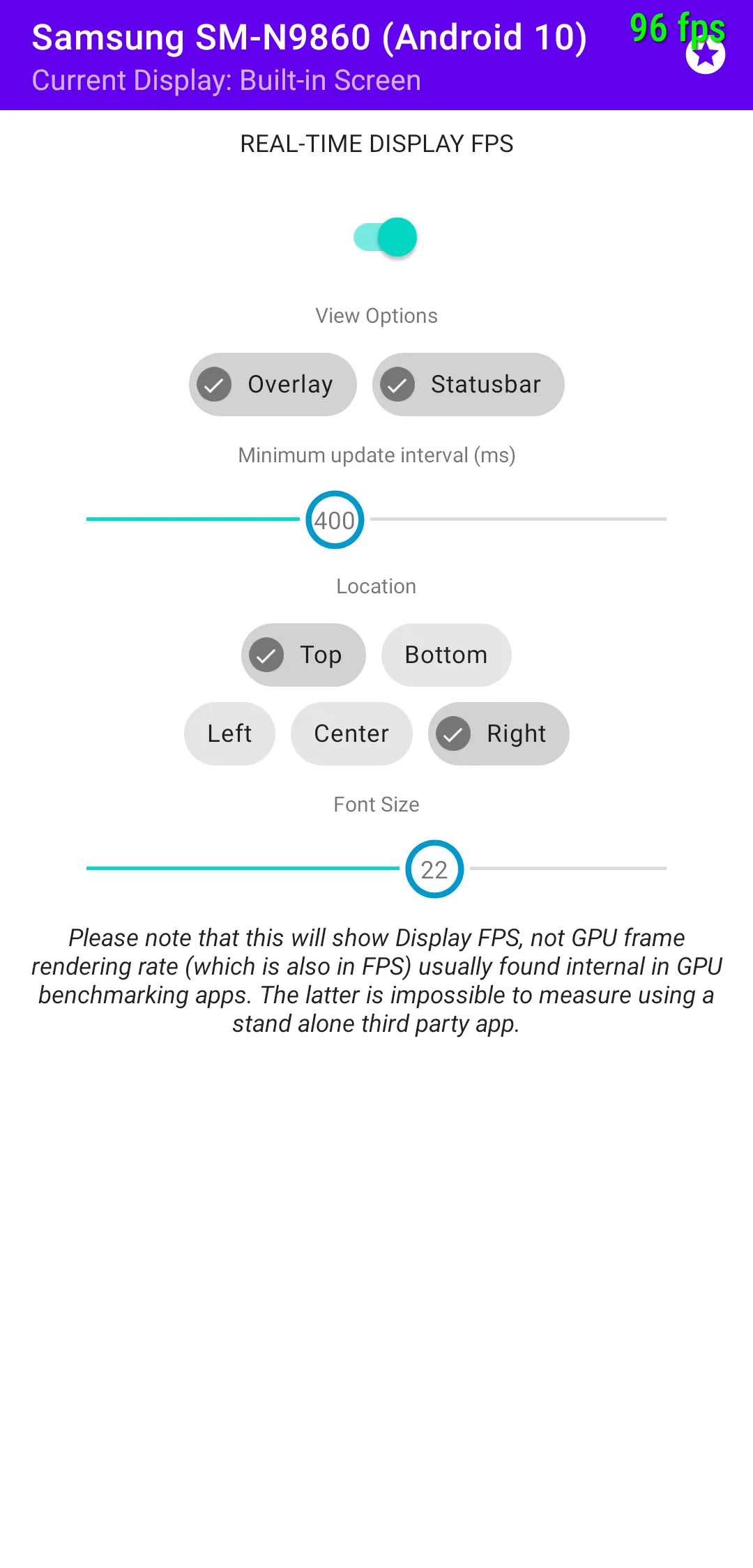 Real-time Display FPS Meter | Indus Appstore | Screenshot