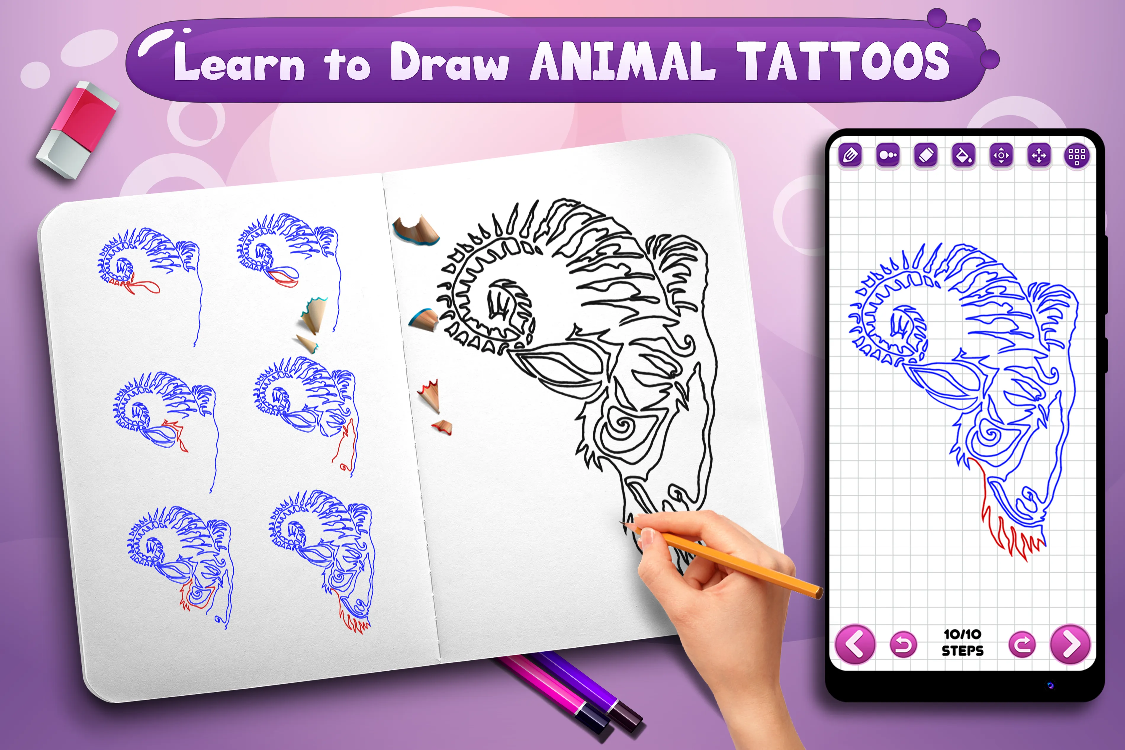 Learn to Draw Animal Tattoos | Indus Appstore | Screenshot