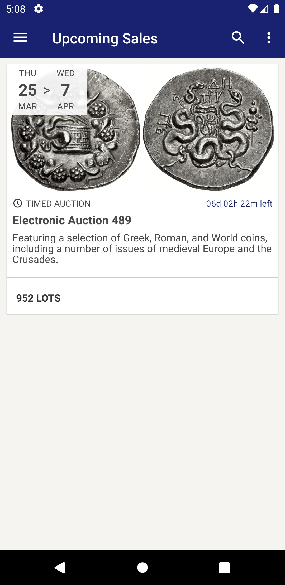 Classical Numismatic Group | Indus Appstore | Screenshot